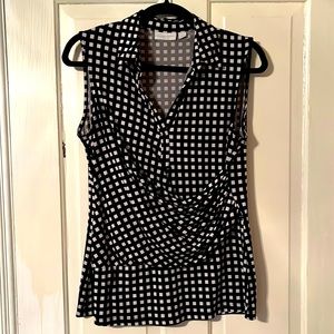 Black and white sleeveless blouse - size Medium